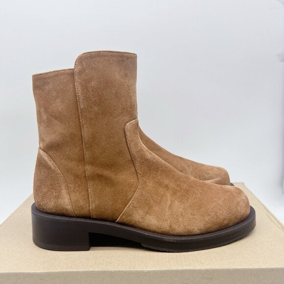 Stuart Weitzman 5050 Bold Zip Bootie Ankle Boots Brown Suede US 6 - Made SPAIN - Picture 3 of 12